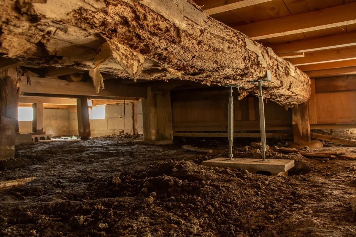 シロアリが大量発生した建物の木材