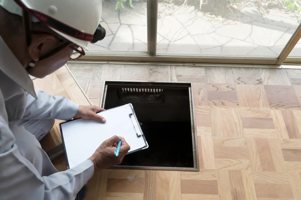 シロアリ大量発生の調査風景