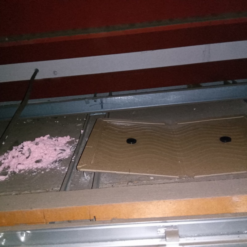 殺鼠剤と粘着シートを設置した様子