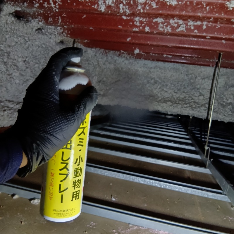 忌避スプレーを散布