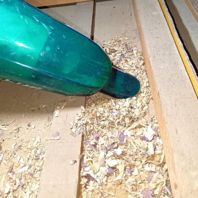 掃除機で清掃する様子