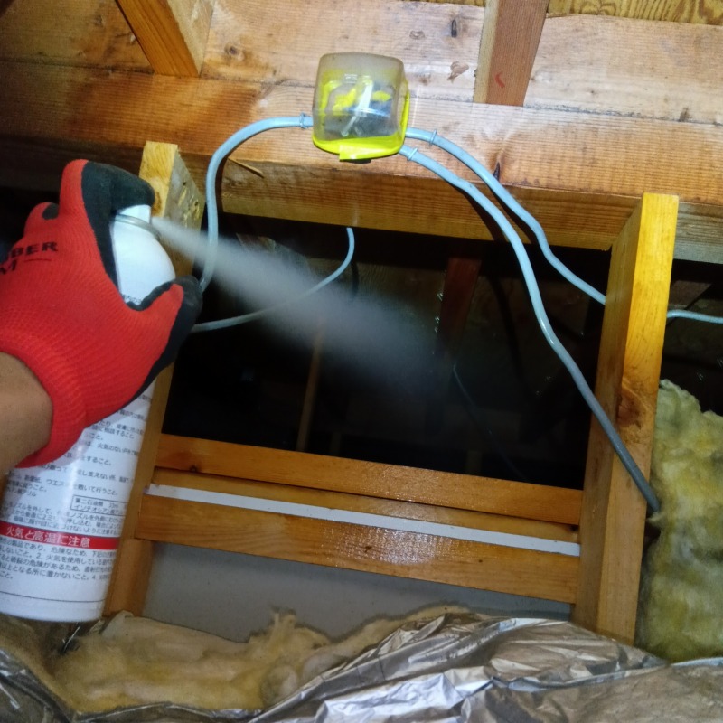 忌避スプレーを散布