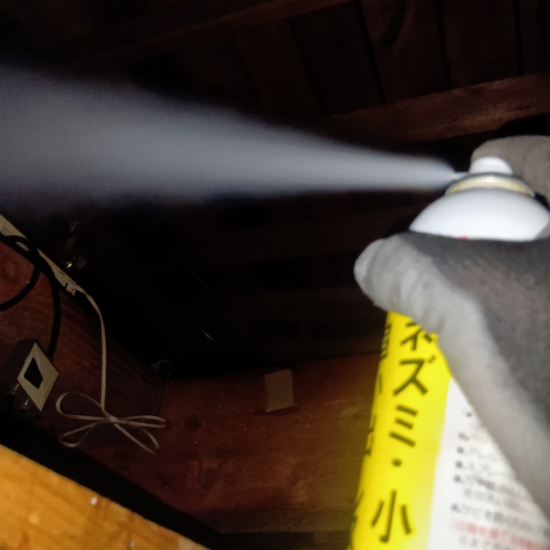 忌避スプレーを散布