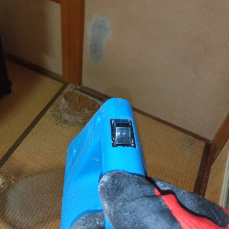 和室に噴霧器で薬剤を散布