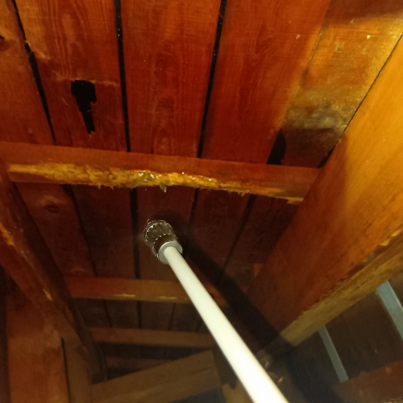 屋根裏に薬剤を散布