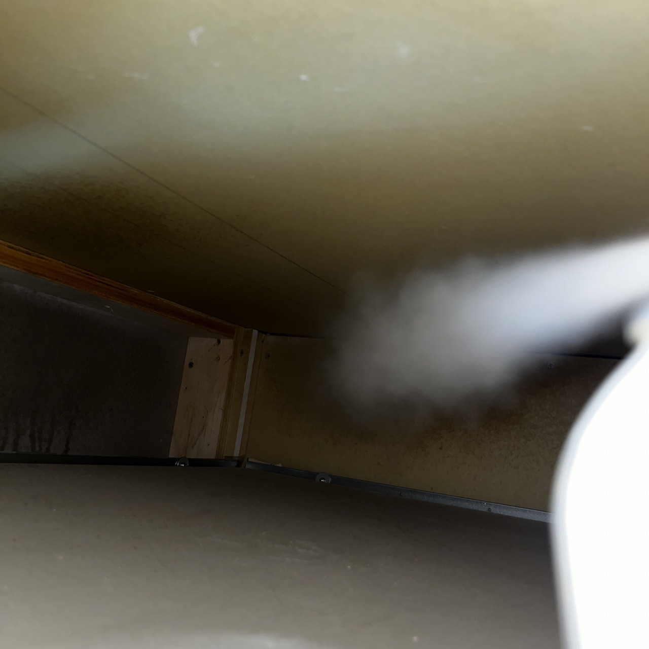 天井裏に忌避剤を散布する様子