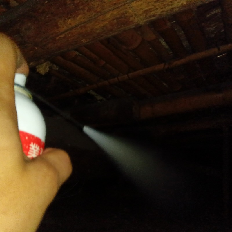 屋根裏に忌避剤を散布