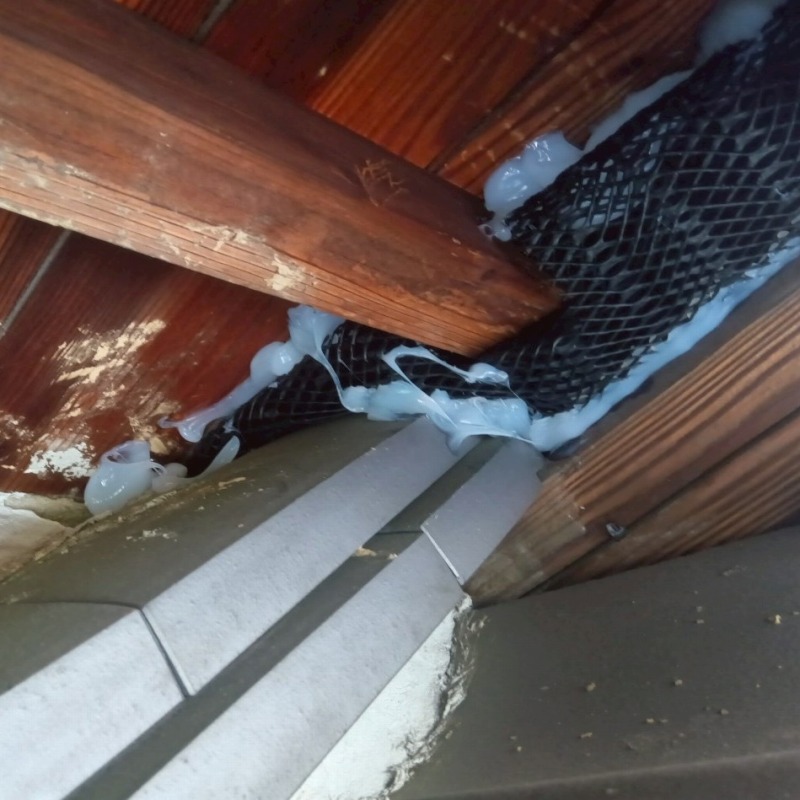 屋根のすき間をふさいだ様子