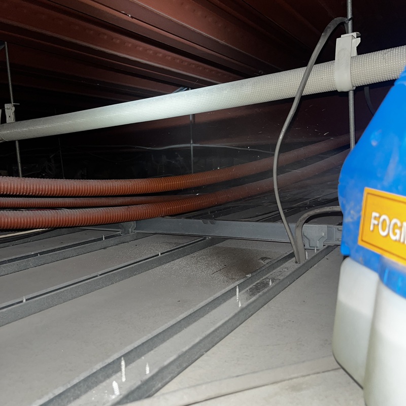 除菌・殺虫剤を散布する様子