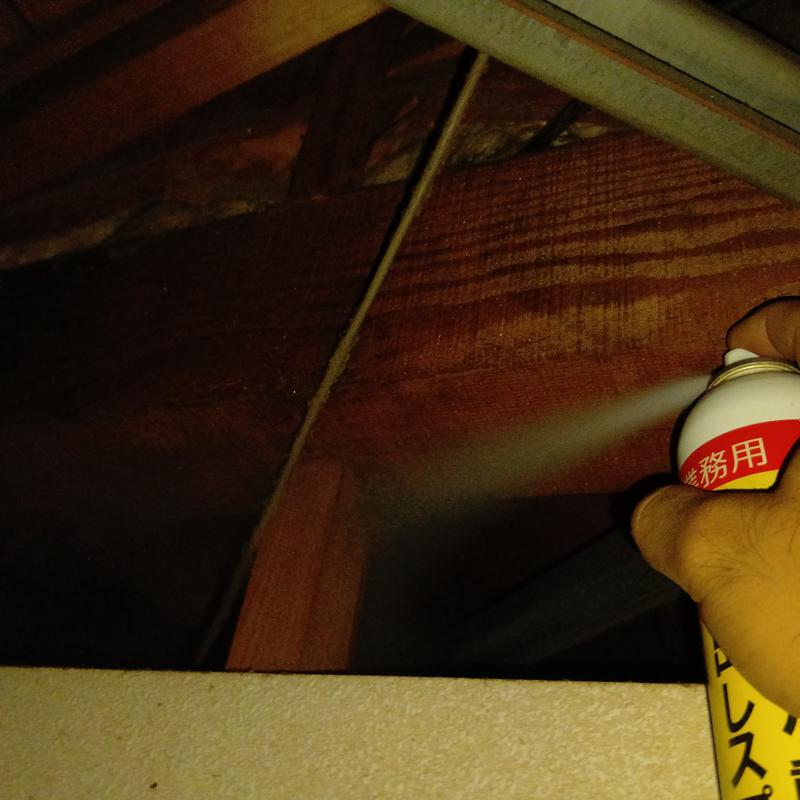 屋根裏に忌避剤を散布