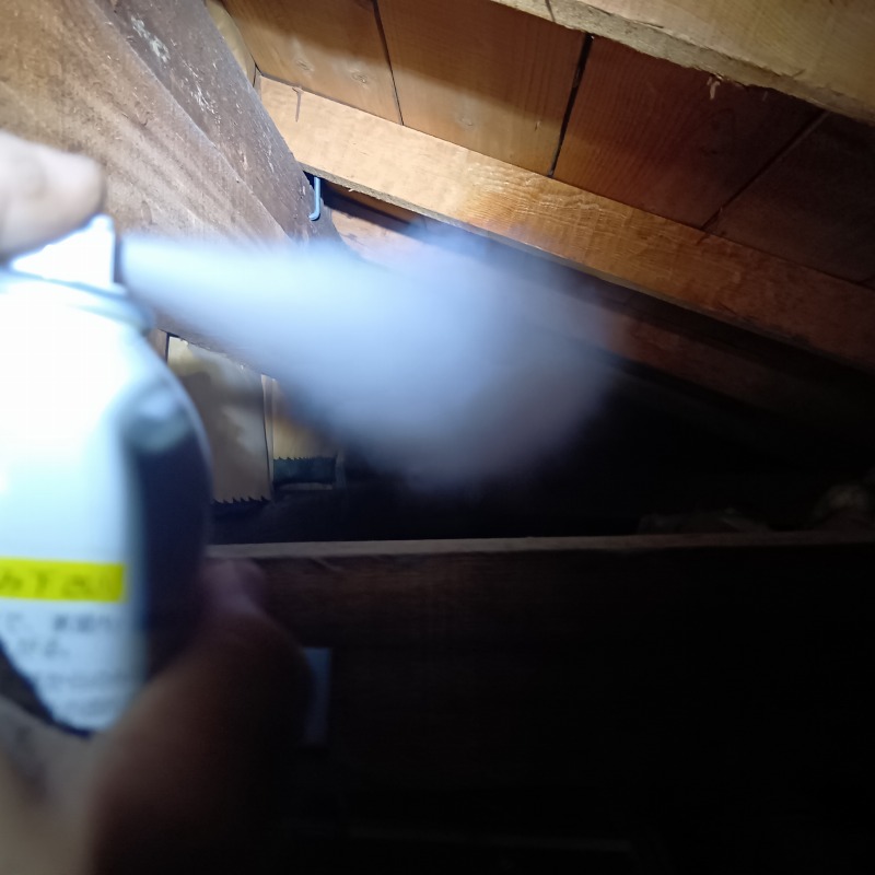屋根裏に忌避剤を散布