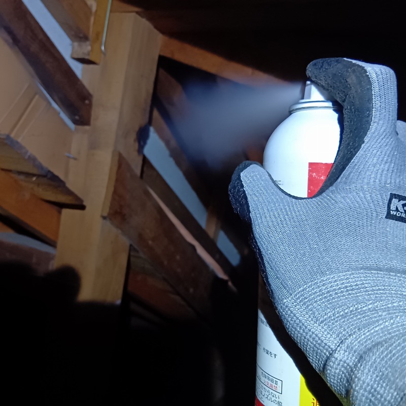 忌避スプレーを散布