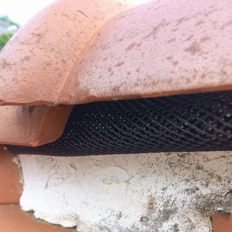 屋根のすき間を封鎖した様子