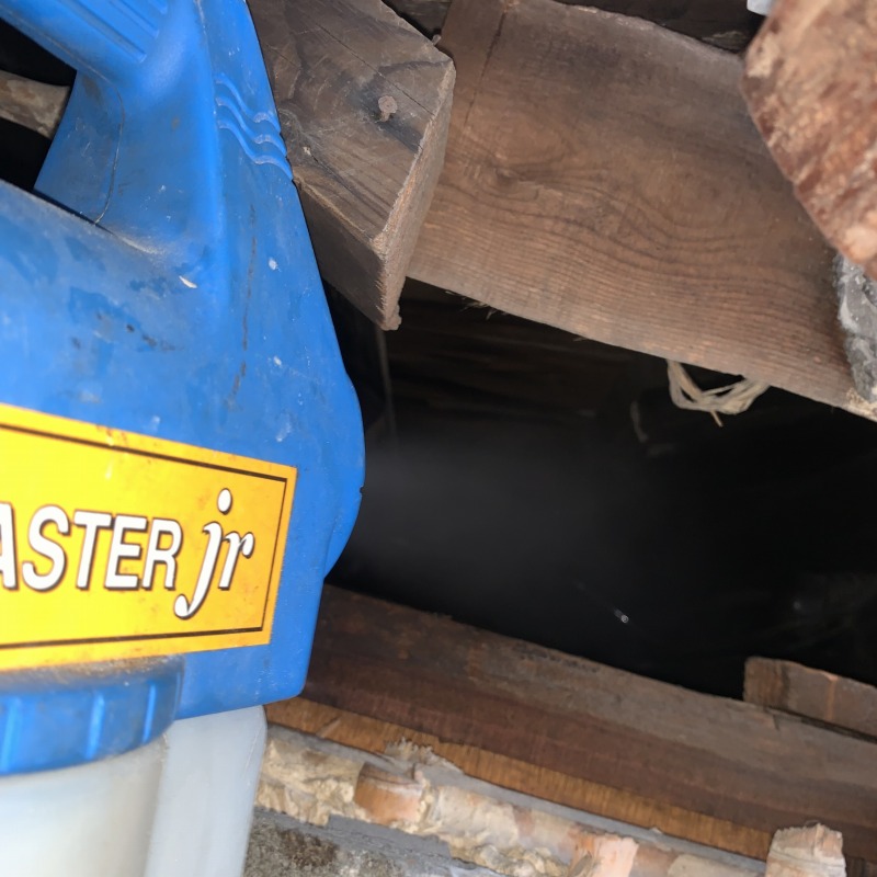 姉裏に除菌・殺虫剤を散布