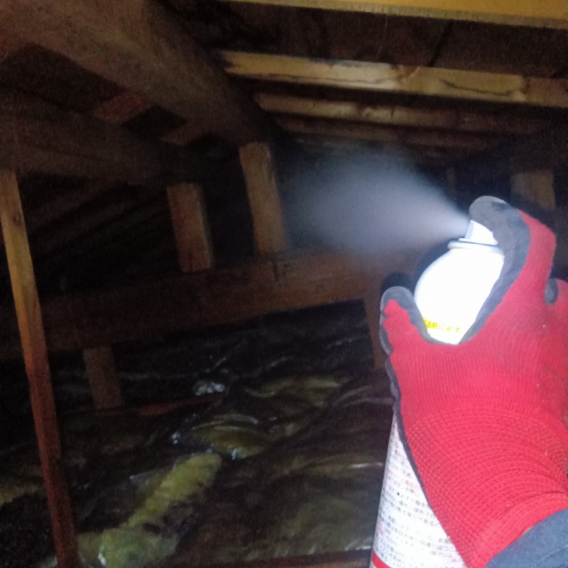 屋根裏に忌避剤を散布