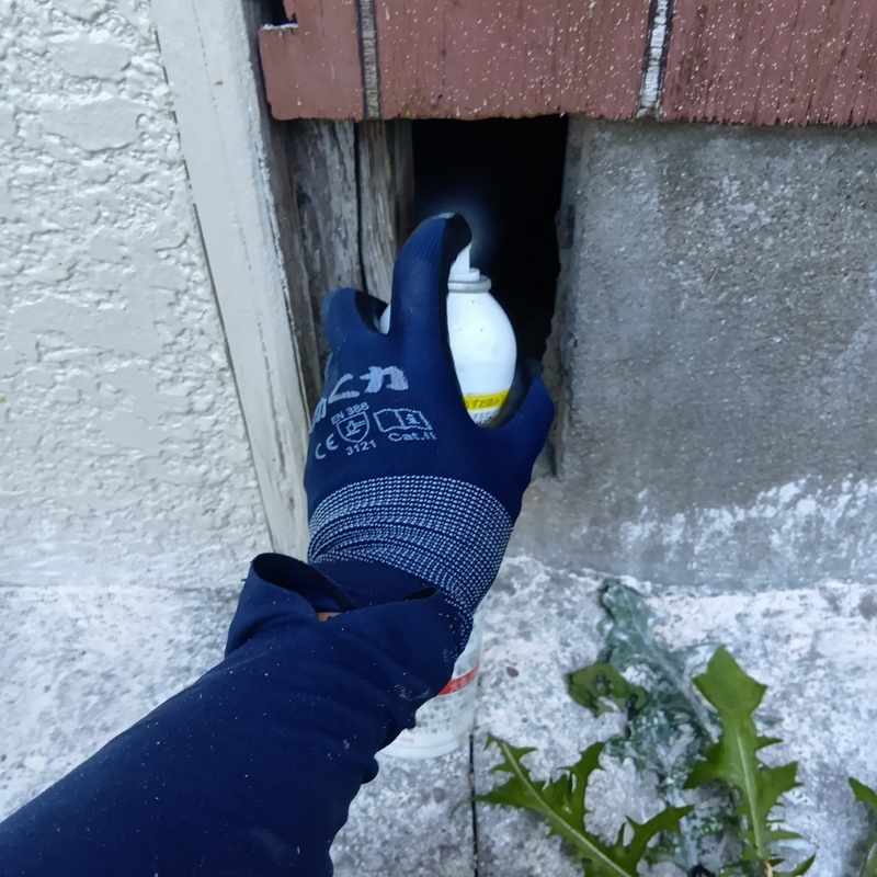 床下に忌避剤を散布