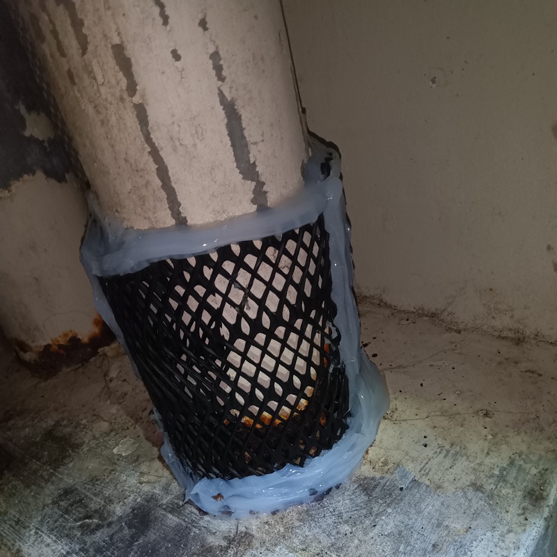 排水管のすき間を防鼠ネットで封鎖