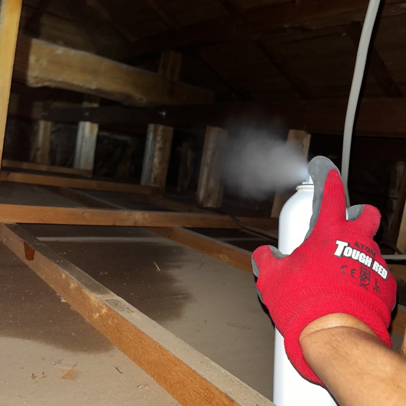 屋根裏に忌避剤を散布