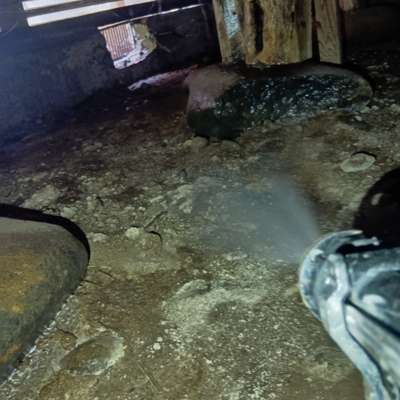 床下の土壌にシロアリ駆除剤を散布