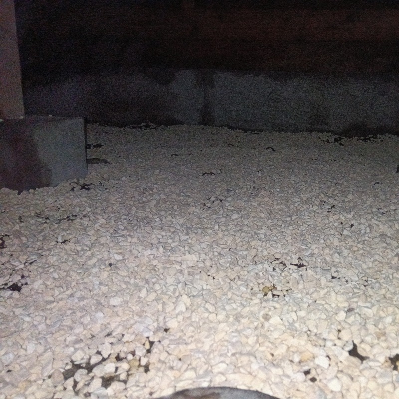 床下に調湿剤を敷き詰めた様子