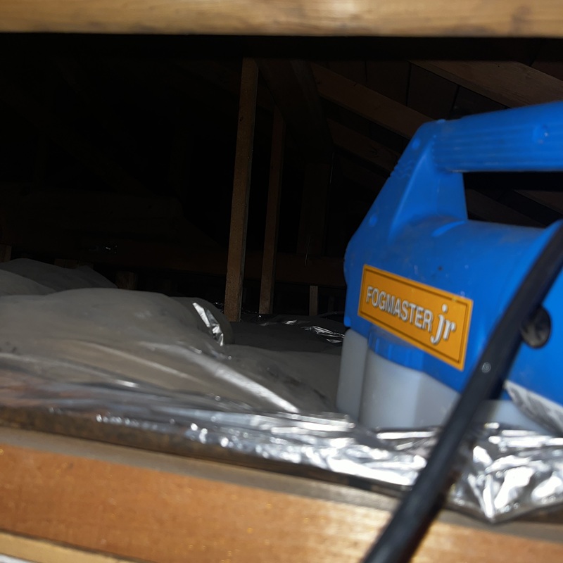 除菌・殺虫剤を散布する様子