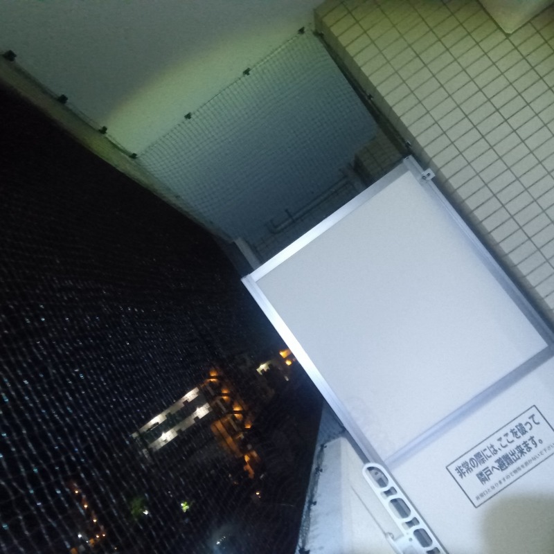 ベランダの開口部に防鳥ネットを設置した様子