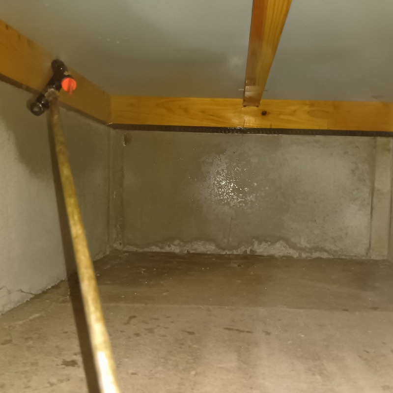 床下の木材に防蟻剤を散布