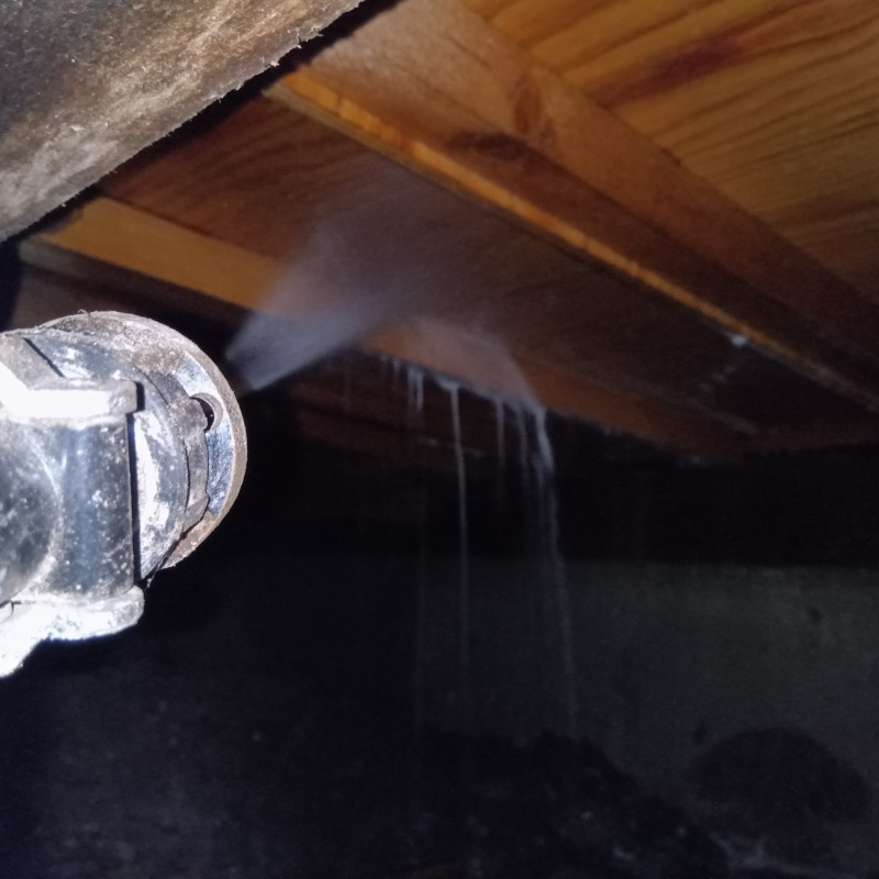 床下の木材にシロアリ駆除剤を散布