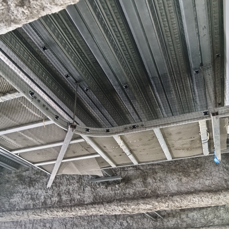 天井に防鳥ネットを設置