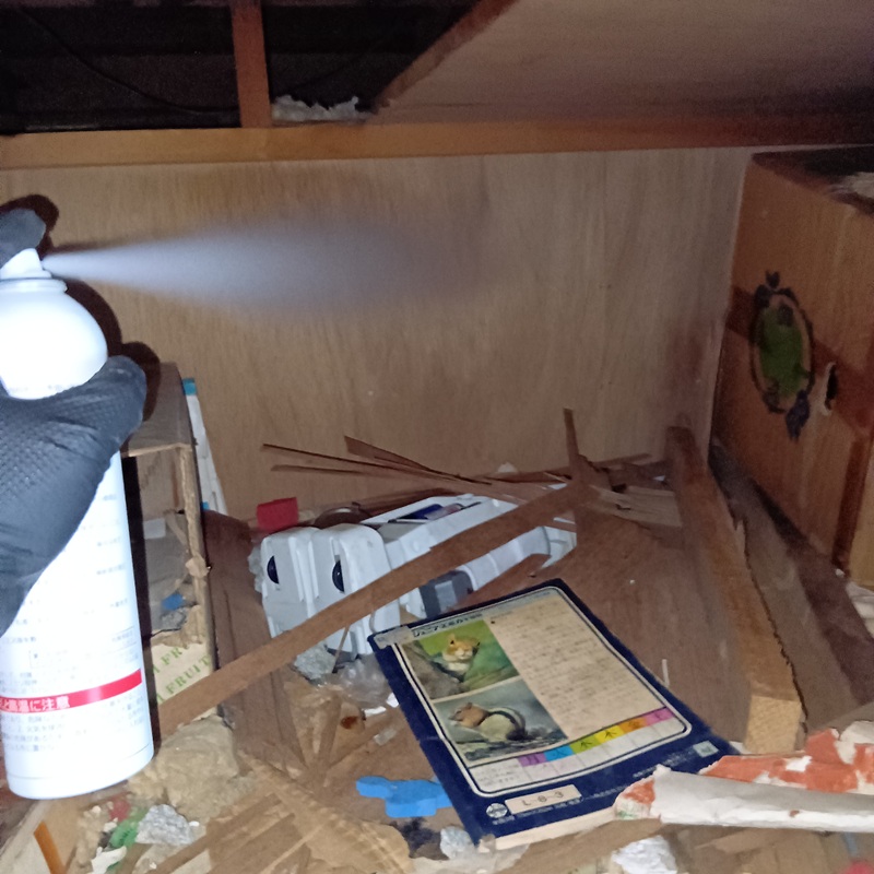 屋根裏に忌避剤を散布