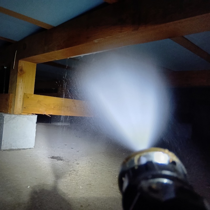 床下全体にシロアリ駆除剤を散布