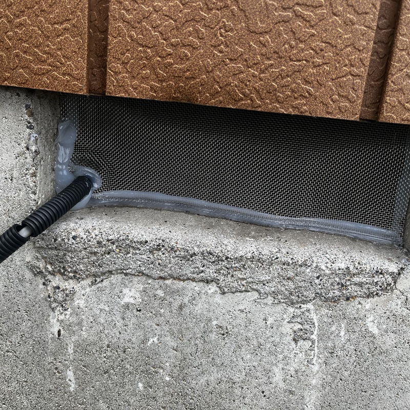 床下通気口をふさいだ様子