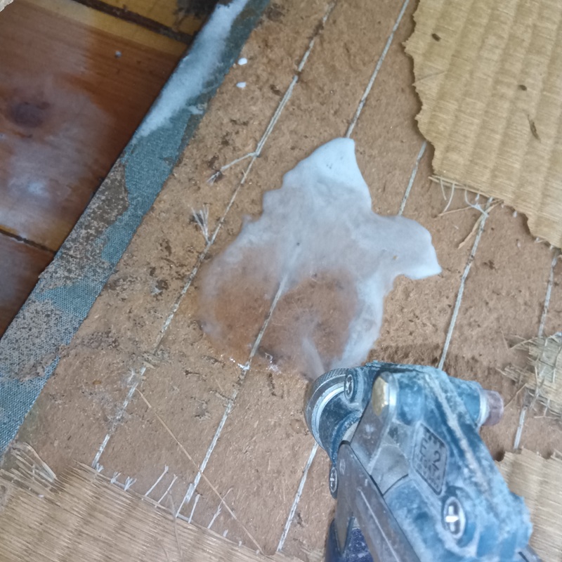 畳裏にシロアリ駆除剤を吹き付け