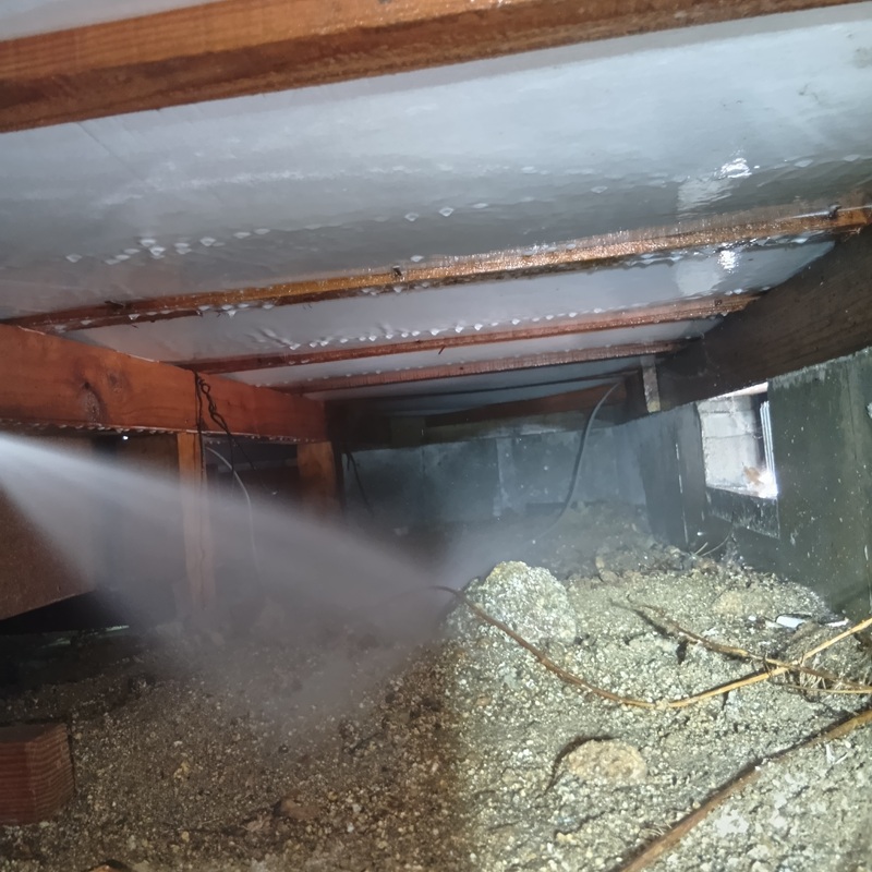 床下土壌処理の様子