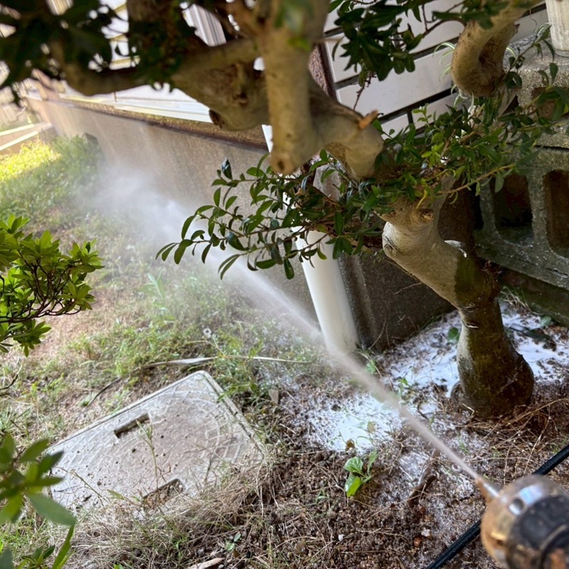 基礎周りに防蟻剤を散布