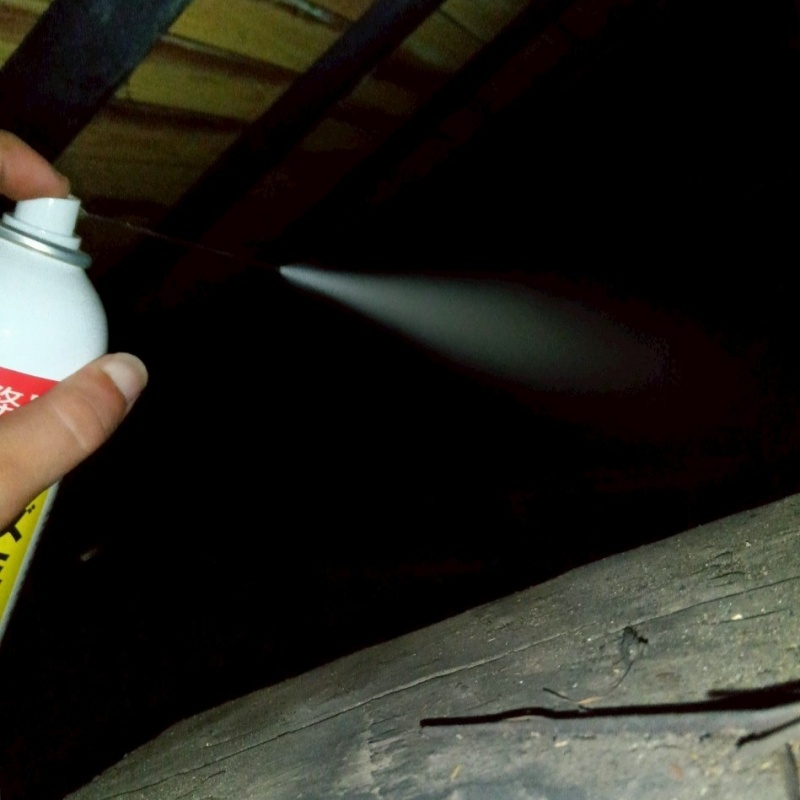 忌避スプレーを散布