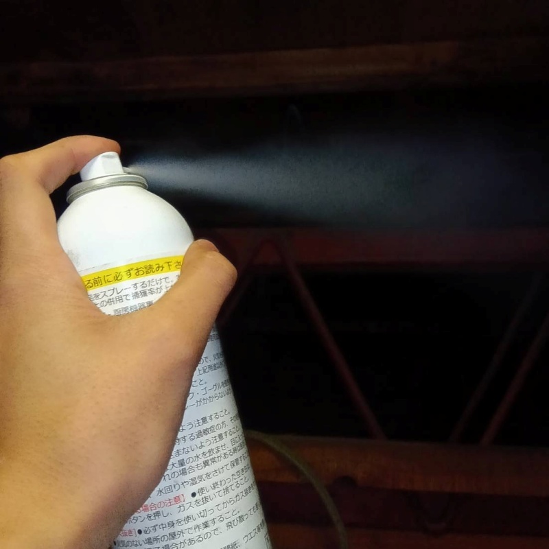 忌避スプレーを散布