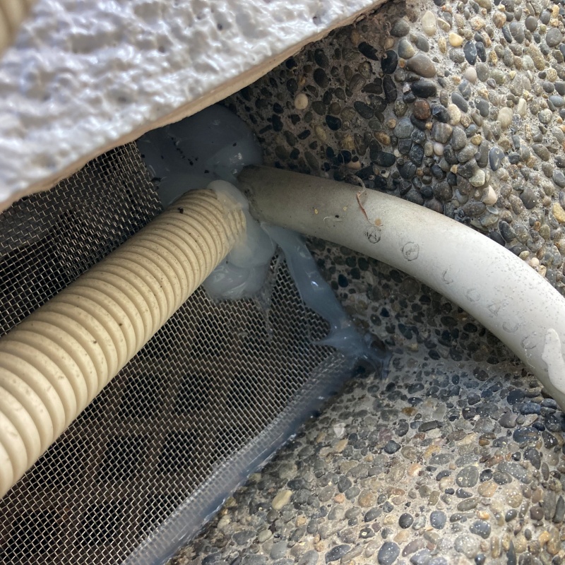 床下換気口の配管が通る穴のすき間を封鎖