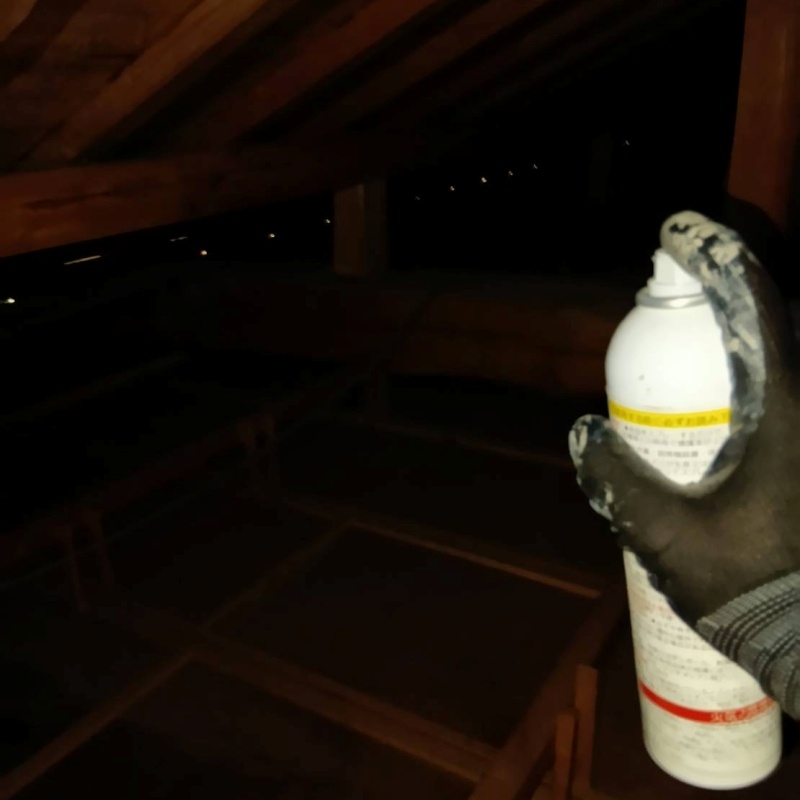 忌避スプレーを散布