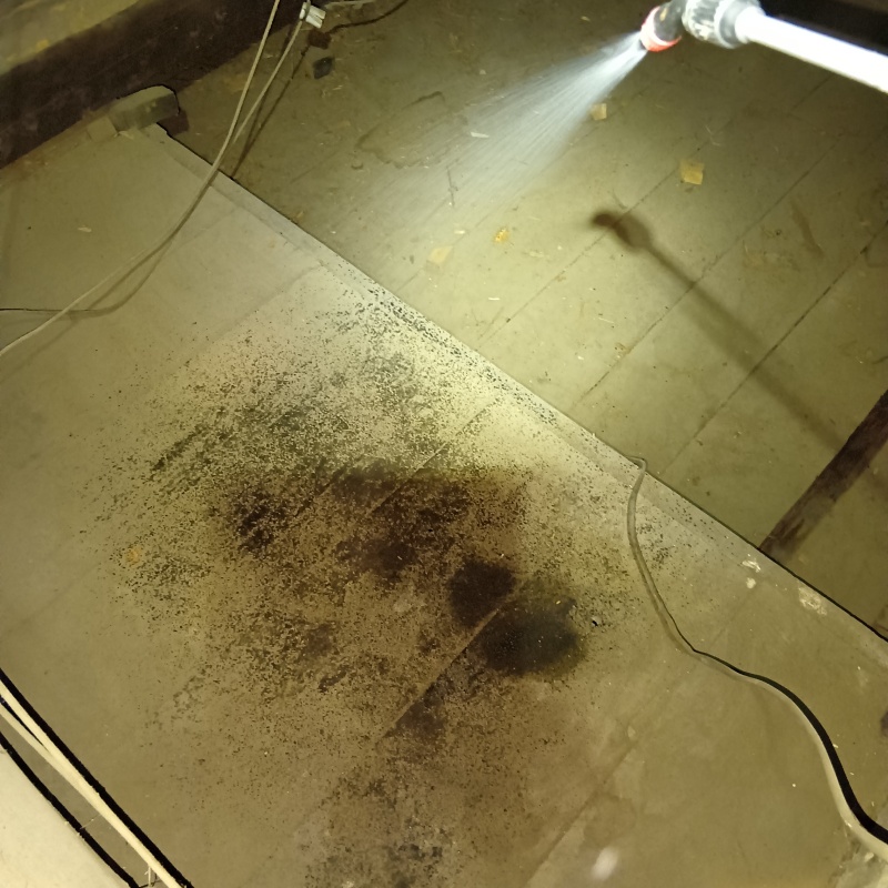 除菌剤を散布する様子