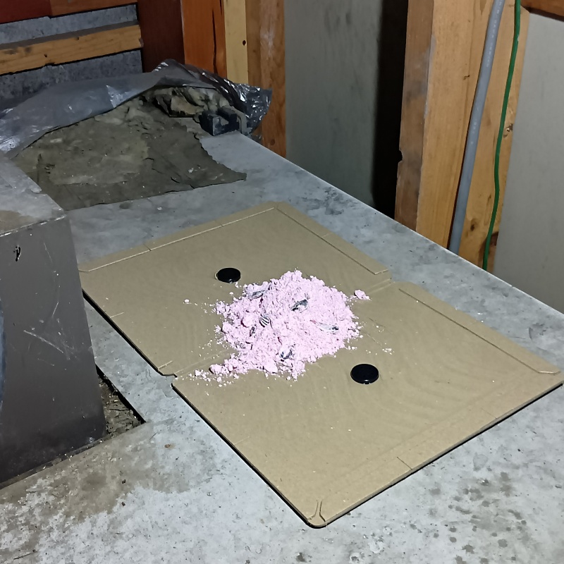 粘着シートの上に殺鼠剤を設置した様子