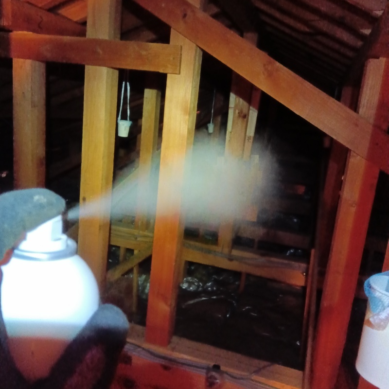 忌避スプレーを散布