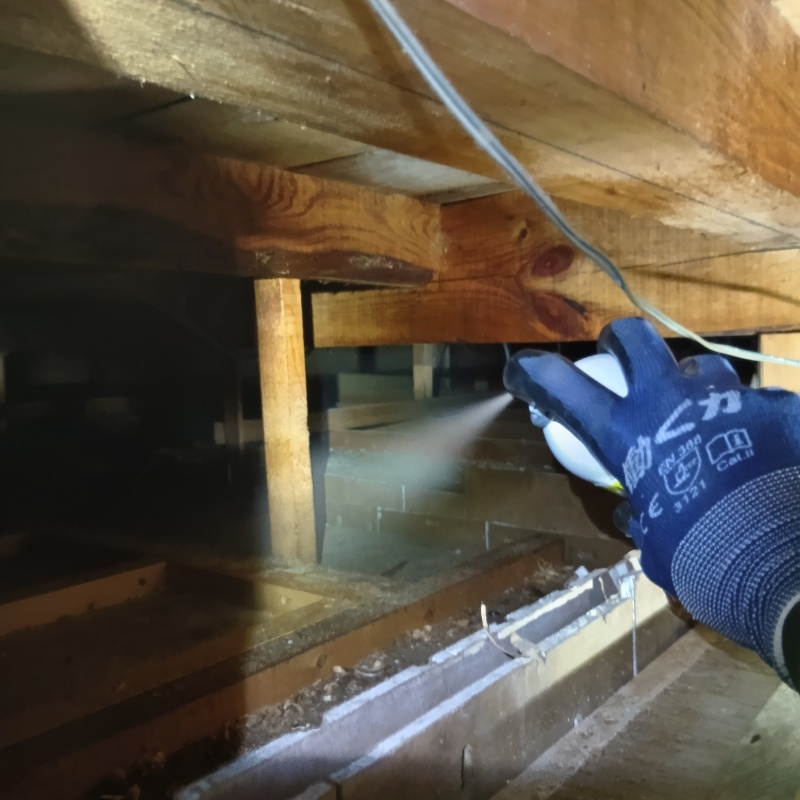 忌避スプレーを散布