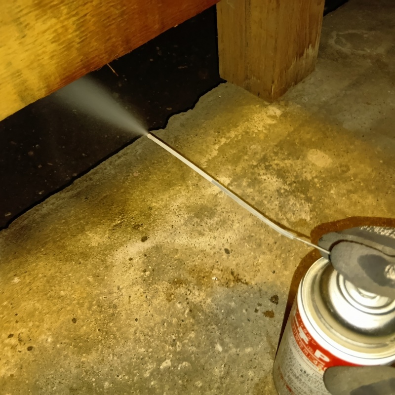 殺虫スプレーを散布