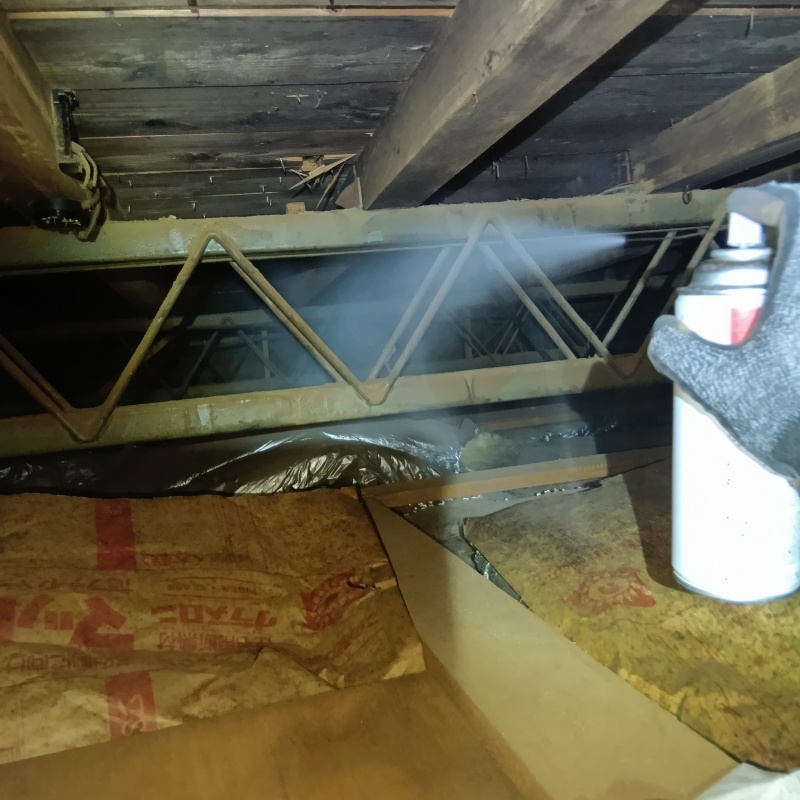 殺虫スプレーを散布