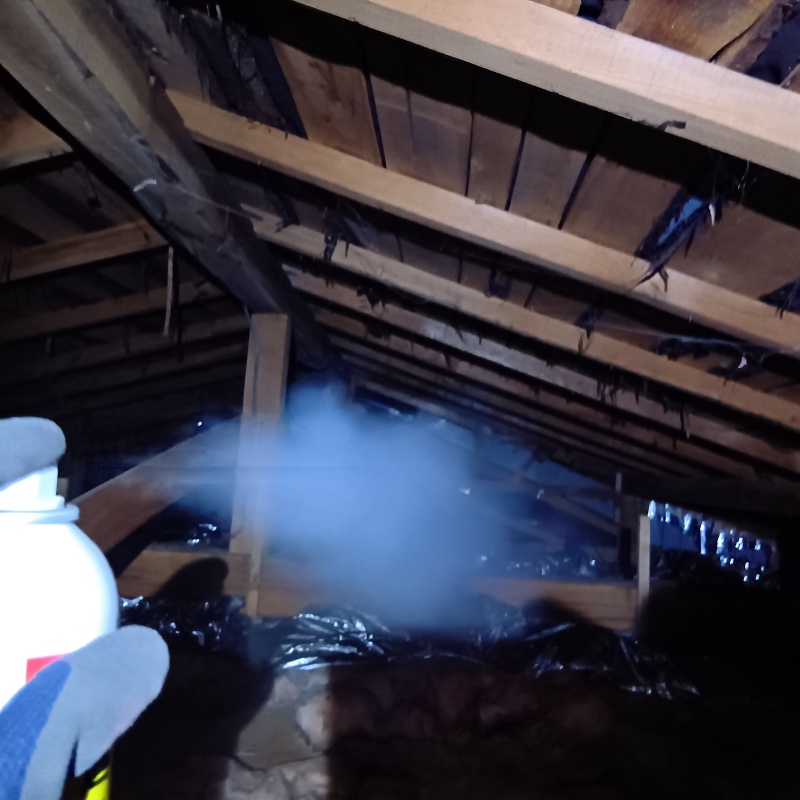 屋根裏に忌避スプレーを散布