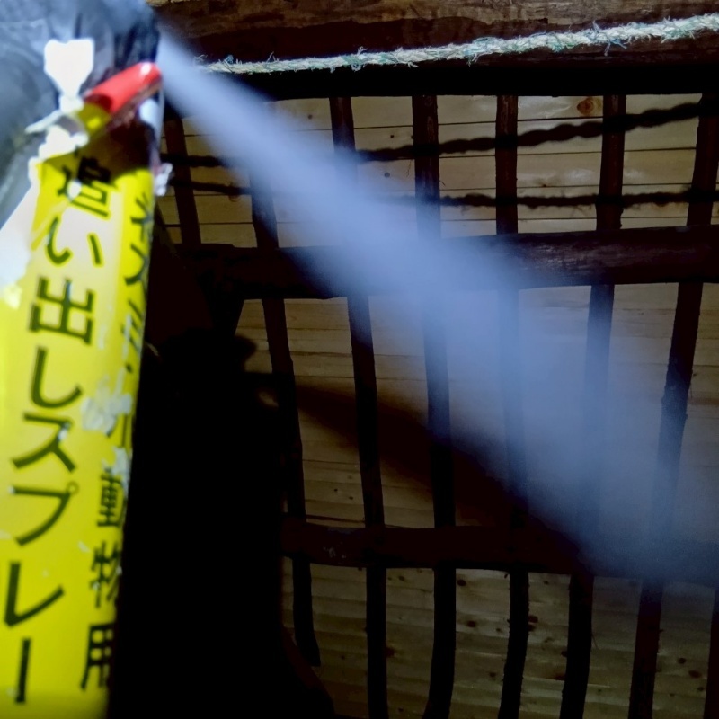 忌避スプレーを散布