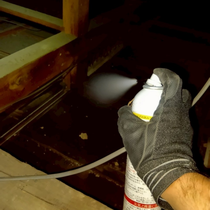 忌避スプレーを散布