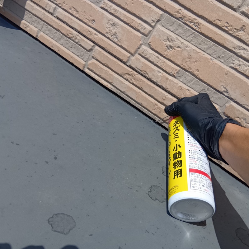 忌避スプレーをすき間から散布