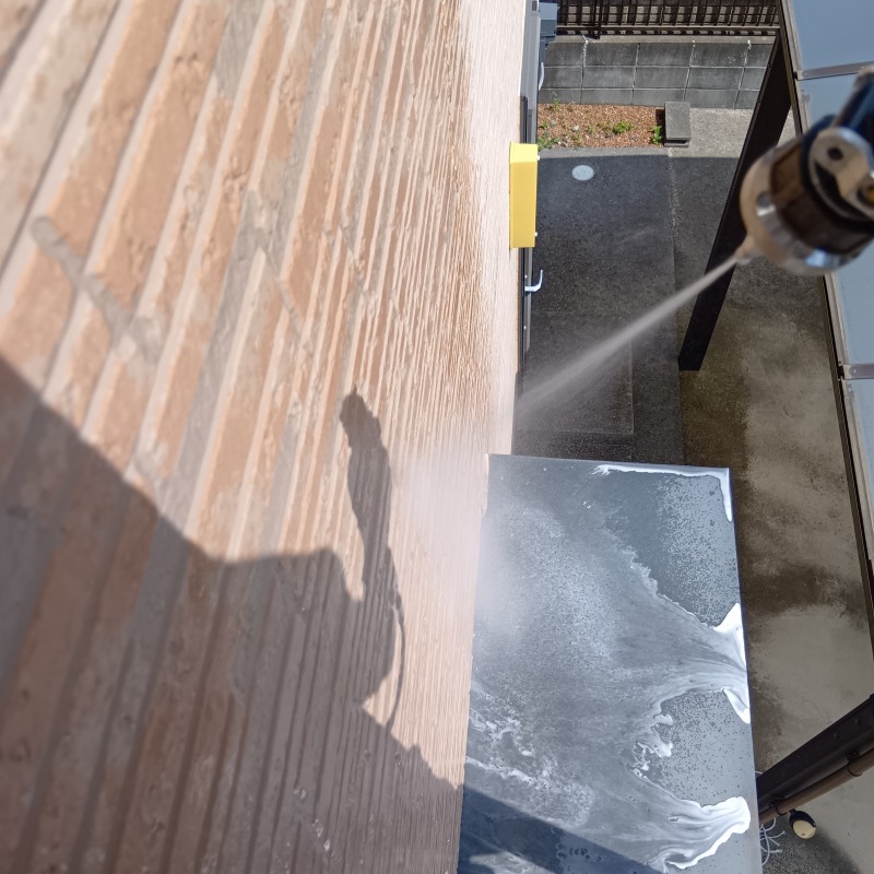 外壁のフン害を清掃・除菌